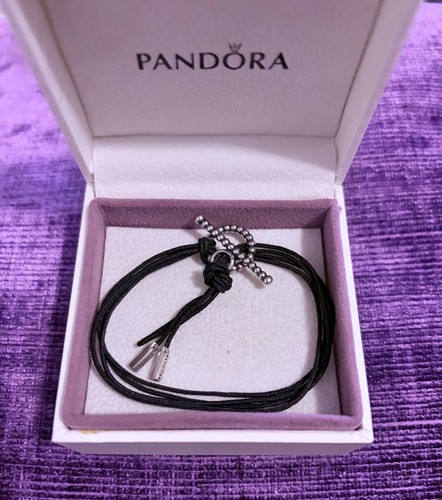 Pandora black cord bracelet - black,